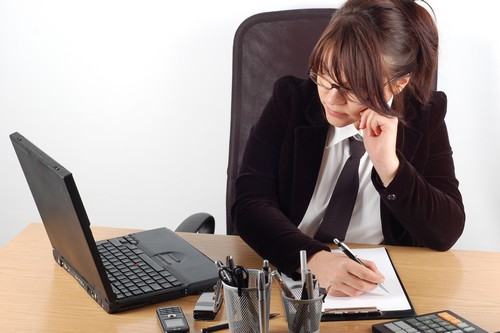 business woman at desk 