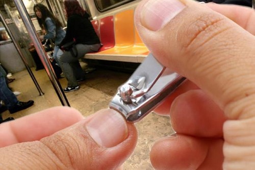 Trimming your nails in public place