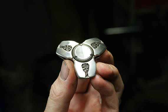 Black Lotus Tri Spinner Sterling Silver