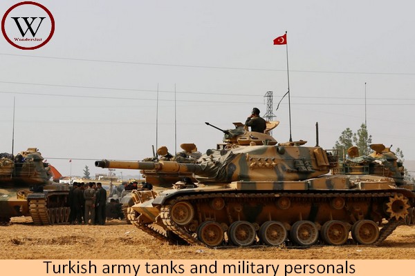 Turkish army tanks and military personal