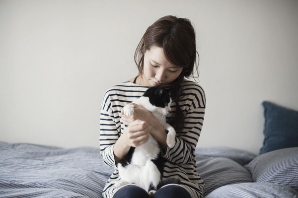 cute cat and girl