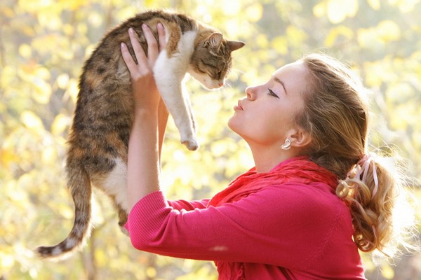 beautiful woman and pet
