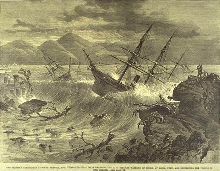 Artistic Rendering of the 1868 Tsunami in Arica (then city of Peru)
