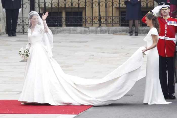 The long sleeve wedding dress, worn by Kate Middleton