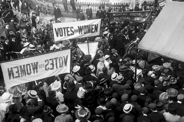 Suffragettes gathering to protest in London